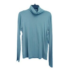 J. CREW Re-Imagined Cotton Turtleneck Top Sage Green Size L Slim Cut Lightweight